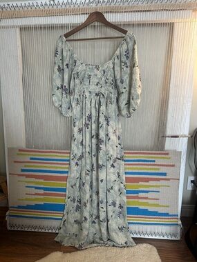 Christy Dawn Sage Green Maxi Dress with Purple Floral Print